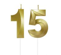 Lahviuu Velas de Cumpleaños con Números Velas Cumpleaños Decoracion Tartas Cumpleaños Toppers de Pastel Decorativo,para Fiesta de Cumpleaños Boda Aniversario Celebración Oro (Número 15)