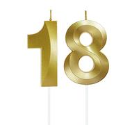 Lahviuu Velas de Cumpleaños con Números Velas Cumpleaños Decoracion Tartas Cumpleaños Toppers de Pastel Decorativo,para Fiesta de Cumpleaños Boda Aniversario Celebración Oro (Número 18)