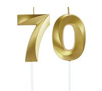 Lahviuu Velas de Cumpleaños con Números Velas Cumpleaños Decoracion Tartas Cumpleaños Toppers de Pastel Decorativo,para Fiesta de Cumpleaños Boda Aniversario Celebración Oro (Número 70)