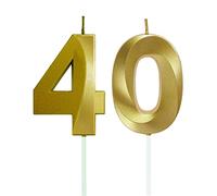 Lahviuu Velas de Cumpleaños con Números Velas Cumpleaños Decoracion Tartas Cumpleaños Toppers de Pastel Decorativo,para Fiesta de Cumpleaños Boda Aniversario Celebración Oro (Número 40)