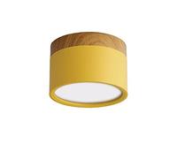 LAI HO Downlight LED, Nordic Wood Moderno Led Montaje En Superficie Montaje De Luz De Techo, Aluminio Foco Blanco Frío para Comedor Cocina Pasillo,Amarillo,15W