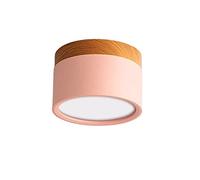 LAI HO Downlight LED, Nordic Wood Moderno Led Montaje En Superficie Montaje De Luz De Techo, Aluminio Foco Blanco Frío para Comedor Cocina Pasillo,Rosado,15W