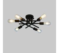 LAI HO Luces De Techo Industriales Vintage, Lámpara De Luz Sputnik, Iluminación De Techo De Montaje De Semilavado Para La Casa De Campo Cocina Dormitorio Sala De Estar, Base E27 (black,6 lights)