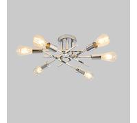 LAI HO Luces De Techo Industriales Vintage, Lámpara De Luz Sputnik, Iluminación De Techo De Montaje De Semilavado Para La Casa De Campo Cocina Dormitorio Sala De Estar, Base E27 (chrome,6 lights)
