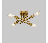 LAI HO Luces De Techo Industriales Vintage, Lámpara De Luz Sputnik, Iluminación De Techo De Montaje De Semilavado Para La Casa De Campo Cocina Dormitorio Sala De Estar, Base E27 (Gold,4 lights)