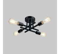 LAI HO Luces De Techo Industriales Vintage, Lámpara De Luz Sputnik, Iluminación De Techo De Montaje De Semilavado Para La Casa De Campo Cocina Dormitorio Sala De Estar, Base E27 (black,4 lights)