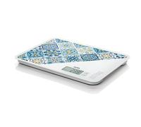 LAICA Báscula de Cocina Digital - Báscula Alimentaria de Alta Precisión 20 kg.Gran Pantalla LCD, Funciones de Tara y Mantenimiento del Peso, Medición del Volumen de Agua, Vidrio Templado - Azul