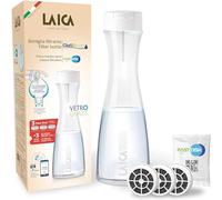 Laica Botella filtrante de Cristal Glassmart, 3 filtros Fast Disk incluidos, 360 litros de Agua filtrada instantáneamente, Reduce el Cloro, Mejora el Sabor del Agua, 100% Fabricado en Italia