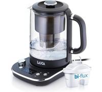 LAICA ISEO Hervidor con Filtro - 1 Filtro bi-flux Coffee & Tea, 1L, Negro | Bebidas calientes con mejor sabor, temperatura variable, filtro café y té, función mantener caliente, cuerpo de vidrio