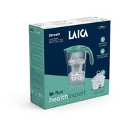 LAICA Jarra filtrante Stream Line Bi-Flux Healthexpert (2,3 L) - Reduce PFAS hasta un 92%* * Añade magnesio - Temporizador digital y tapa "Quickfill" - 1 filtro incluido - Verde agua - Fabricado en