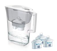 LAICA Prime Line Jarra Filtrante de Agua - 3 Filtros bi-flux, 3L, Blanca | Conserva las sales minerales, reduce cloro, cal y metales pesados, gran capacidad, temporizador digital, Made in Italy