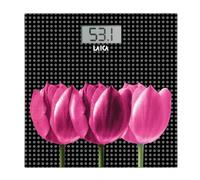 Laica PS1075, Báscula de baño con pantalla LCD, Peso máximo 180 Kg, Flores Rosas