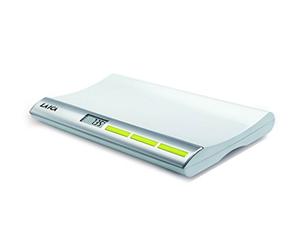 Laica PS3001 Báscula digital para pesar bebés, hasta 20 kg, color plata/blanco, con función bloqueo y tara