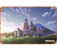 Laid Back Camp Rin Shima Nadeshiko Kagamihara Aoi Inuyama Chiaki Oogaki Ena Saitou Sakura Kagamihara Minami Toba Póster de anime para decoración de pared del hogar, letrero de metal retro de hojalata