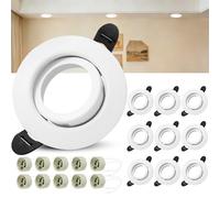 Laiebri 10 x Marco Foco Empotrable GU10, Marco Focos Blanco Redondo, 45° Orientable Ojos de Buey, Foco Empotrable LED Techo 230V con Portalámparas GU10 para Lámparas de LED o Halógena