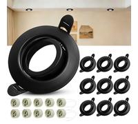 Laiebri 10 x Marco Foco Empotrable GU10, Marco Focos Negro Redondo, 45° Orientable Ojos de Buey, Foco Empotrable LED Techo 230V con Portalámparas GU10 para Lámparas de LED o Halógena