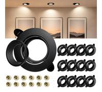Laiebri 12 x Marcos Foco Empotrable GU10, Ángulo Basculación 45° Marco Ojos de Buey para Techo Incl. Portalámparas GU10, Negro Marco Foco Ø72-82mm, Antideslumbrante, Tapa Frontal Extraíble