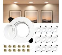 Laiebri 12 x Marcos Foco Empotrable GU10, Ángulo Basculación 45° Marco Ojos de Buey para Techo Incl. Portalámparas GU10, Blanco Marco Foco Ø72-82mm, Antideslumbrante, Tapa Frontal Extraíble