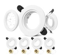 Laiebri 4 x Marco Foco Empotrable GU10 IP65, Apertura 58-75mm Marco Ojos de Buey LED para Techo Incl. Portalámparas GU10, Redondo Aluminio Downlight LED Techo Empotrable, Blanco