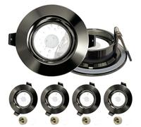 Laiebri 4 x Marcos Foco Empotrable GU10, IP65 Impermeable Aluminio Marco Ojos de Buey LED para Techo Incl. Portalámparas GU10, Gris Antracita Redondo Antideslumbrante Marco Focos Ø65-75mm para Baño