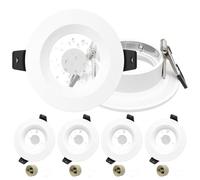 Laiebri 4 x Marcos Foco Empotrable GU10, IP65 Impermeable Aluminio Marco Ojos de Buey LED para Techo Incl. Portalámparas GU10, Blanco Redondo Antideslumbrante Marco Focos Ø65-75mm para Baño