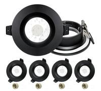 Laiebri 4 x Marcos Foco Empotrable GU10, IP65 Impermeable Aluminio Marco Ojos de Buey LED para Techo Incl. Portalámparas GU10, Negro Redondo Antideslumbrante Marco Focos Ø65-75mm para Baño
