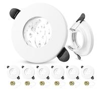 Laiebri 6 x Marco Foco Empotrable GU10 IP65, Apertura 55-70mm Marco Ojos de Buey LED para Techo Incl. Portalámparas GU10, Redondo Downlight LED Techo Empotrable, Blanco