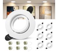 Laiebri 6 x Marco Foco Empotrable GU10, Marco Focos Blanco Redondo, 45° Orientable Ojos de Buey, Foco Empotrable LED Techo 230V con Portalámparas GU10 para Lámparas de LED o Halógena