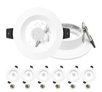 Laiebri 6 x Marcos Foco Empotrable GU10, IP65 Impermeable Aluminio Marco Ojos de Buey LED para Techo Incl. Portalámparas GU10, Blanco Redondo Antideslumbrante Marco Focos Ø65-75mm para Baño