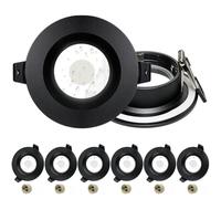 Laiebri 6 x Marcos Foco Empotrable GU10, IP65 Impermeable Aluminio Marco Ojos de Buey LED para Techo Incl. Portalámparas GU10, Negro Redondo Antideslumbrante Marco Focos Ø65-75mm para Baño