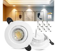 Laiebri Focos empotrables LED, 230 V, regulables, 6 W, IP44, diámetro 68 mm, giratorios 38°, temperatura de color 3000 K/4000 K/6000 K, para baño, focos empotrables planos, blancos, 6er