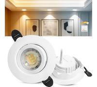 Laiebri Focos empotrables LED, 230 V, regulables, 6 W, IP44, diámetro 68 mm, giratorios 38°, temperatura de color 3000 K/4000 K/6000 K, para baño, focos empotrables planos, blancos, 1er