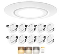Laiebri Pack de 6 Focos LED empotrable 230V regulable en 3 niveles, foco de techo LED giratorio de 45°, 6W 3CCT 3000K/4000K/6000K, IP44. Focos de techo para baño, cocina y sala de estar, Ø65-80mm