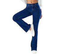 LaiEr Jeans de Yoga elásticos de Cintura Alta para Mujeres,Levantar la hendura y Ajustar el Cuerpo diseño de Cremallera para el, Pantalones Deportivos Ligeros Suaves y cómodos.(Azul Oscuro L)