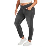 LaiEr Mujer Skinny Jeans V Cruzada de Cintura Alta Barriga Casual Fitness Leggings, Soft Stretch Casual Faux Denim Print Laterales Adecuado para Deportes y Ocio,con Bolsillos .Gris Oscuro,XXL