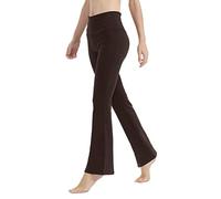 LaiEr - Pantalones de yoga para mujer con control de la barriga, pantalones de trabajo estilo pirata, cintura alta, elásticos en 4 direcciones con bolsillos interiores, marrón, XXL