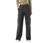 LaiEr Pantalones Senderismo Mujer Rectos Denim Vaqueros Alta Elasticidad Trabajo polivalentes con Bolsillos para Estilo Y2K Urbano y Actividades Outdoor Ligeras Multiusos Ocio Jeans.