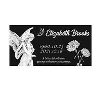 LAIFU Marcador de Tumba Personalizado con Foto Piedra Conmemorativa para Mascotas Piedra de Granito Negro,Regalos para Alguien Que perdió a un ser Querido