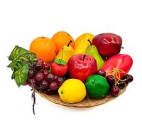 Laiiqi 17 Piezas de Frutas Falsas, Accesorios de simulación de Frutas para fotografía, exhibición, Realista Artificial Frutas Falsas decoración del hogar, Juego Frutas, limón Falso, UVA Falsa, Fresa