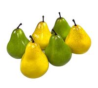 Laiiqi Juego de 6 Piezas de Peras Artificiales, Peras Amarillas Falsas realistas, Peras Verdes Artificiales, Frutas Falsas Falsas para decoración del hogar, Accesorios de fotografía para Fiestas