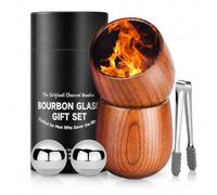 LAIKAIEU Vasos De Whisky De Madera Carbonizada Juego De 2, Glass De Borbón, Vasos De Whisky Retros Hecho A Mano, Para Hombres Marido, Papá, Hermano, Amantes Del Whisky, Cumpleaños (300ml * 2)