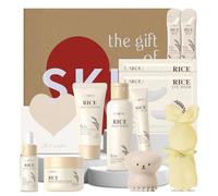 LAIKOU Arroz Kit Cuidado de la Piel, 11pcs Kit Skincare Facial Adolescente, Set Regalo Cuidado de la Piel Mujer, con Limpiador Tónico Contorno de Ojos Parches Suero Crema Cepillo Limpieza Toallas