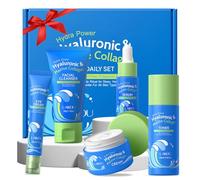 LAIKOU Colágeno Marino + Ácido Hialurónico Skincare Set, 5 piezas Set Regalo Mujer Cuidado Facial, Rutina Diaria Facial Hidratante, ideal para San Valentín Día de la Madre y Cumpleaños
