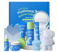 LAIKOU Colágeno Marino + Ácido Hialurónico Skincare Set, 9 piezas Set Regalo Mujer Cuidado Facial, Rutina Diaria Facial Hidratante, ideal para San Valentín Día de la Madre y Cumpleaños