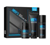 LAIKOU Cuidado de la Piel para Hombre, 3 piezas Cuidado Facial Hombre Pack Regalo, Set de Viaje Cuidado Facial, con Leche Limpiadora Tónico Hidratante y Crema