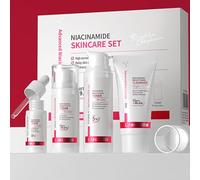 LAIKOU Pro Nicotinamida Kit Skincare Facial Mujer Completo, Set Regalo Cuidado de la Piel Mujer, 4 Piezas Limpiador Tónico Suero Crema Facial, Skincare Set para Adolescentes y Mujeres Masculino