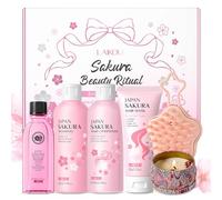LAIKOU Sakura Set Cuidado Capilar Mujer, con Champú y Acondicionador, Mascarilla Capilar, Aceite Capilar, Scalp Massager, Kit de Cuidado Capilar para un Cabello Saludable