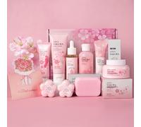 LAIKOU Sakura Set de Baño y SPA, 10 Piezas Kit Cuidado Personal Mujer Regalo, Set de Bienestar para Mujer para Cumpleaños San Valentín y Día de la Madre