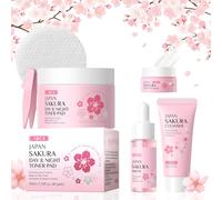 LAIKOU Sakura Toner Pads 40 piezas Almohadillas Tónicas Faciales, Cuidado Facial Mujer Kit para Exfoliación Suave, Hidratación y Control de Sebo