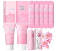 LAIKOU Set de Protección Solar, 4 piezas Set de Cuidado Facial Sakura, Kit de Viaje Skincare con Protector Solar SPF 50 + After Sun Gel Cream + Bálsamo Labial
